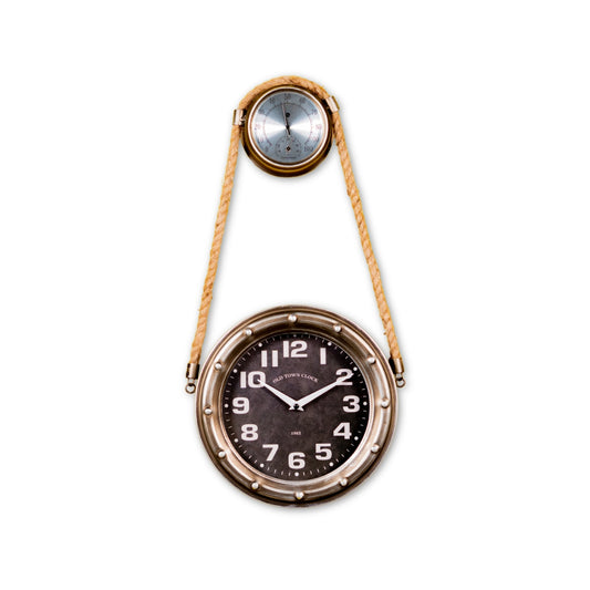 Steel Thermometer Humidity Sensor wirh Black face Clock