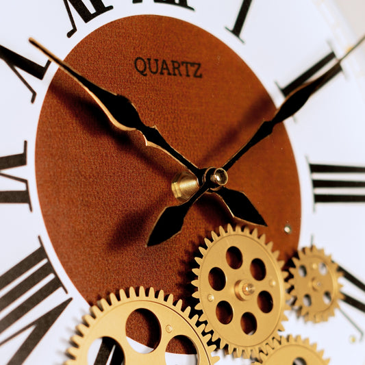 White Golden Roman Wall Clock