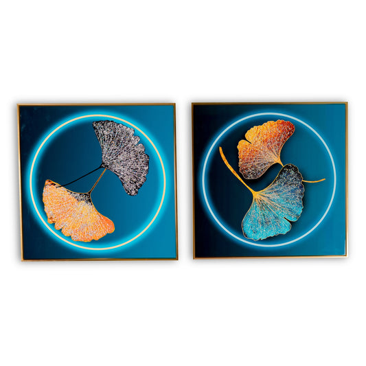 Blue Circle with Spinning Leafs