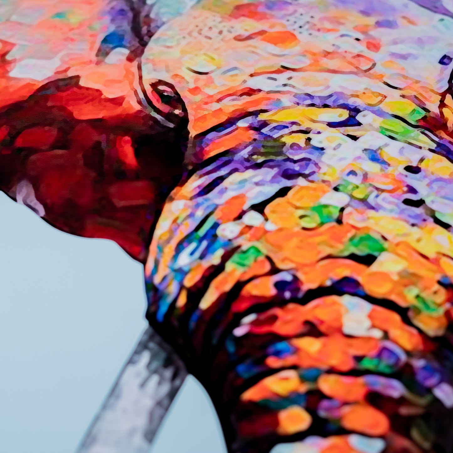 Colorful Elephant Acrylic Painting on Canvas, 50x100 cm