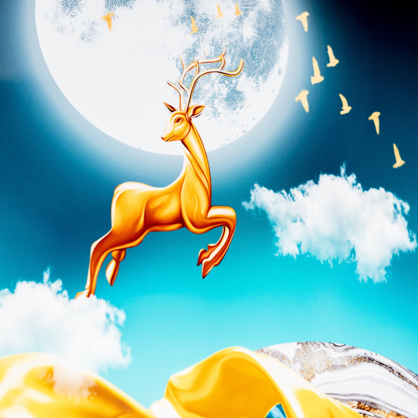 Deer Tree Boat Moon With Crystal Set of 3