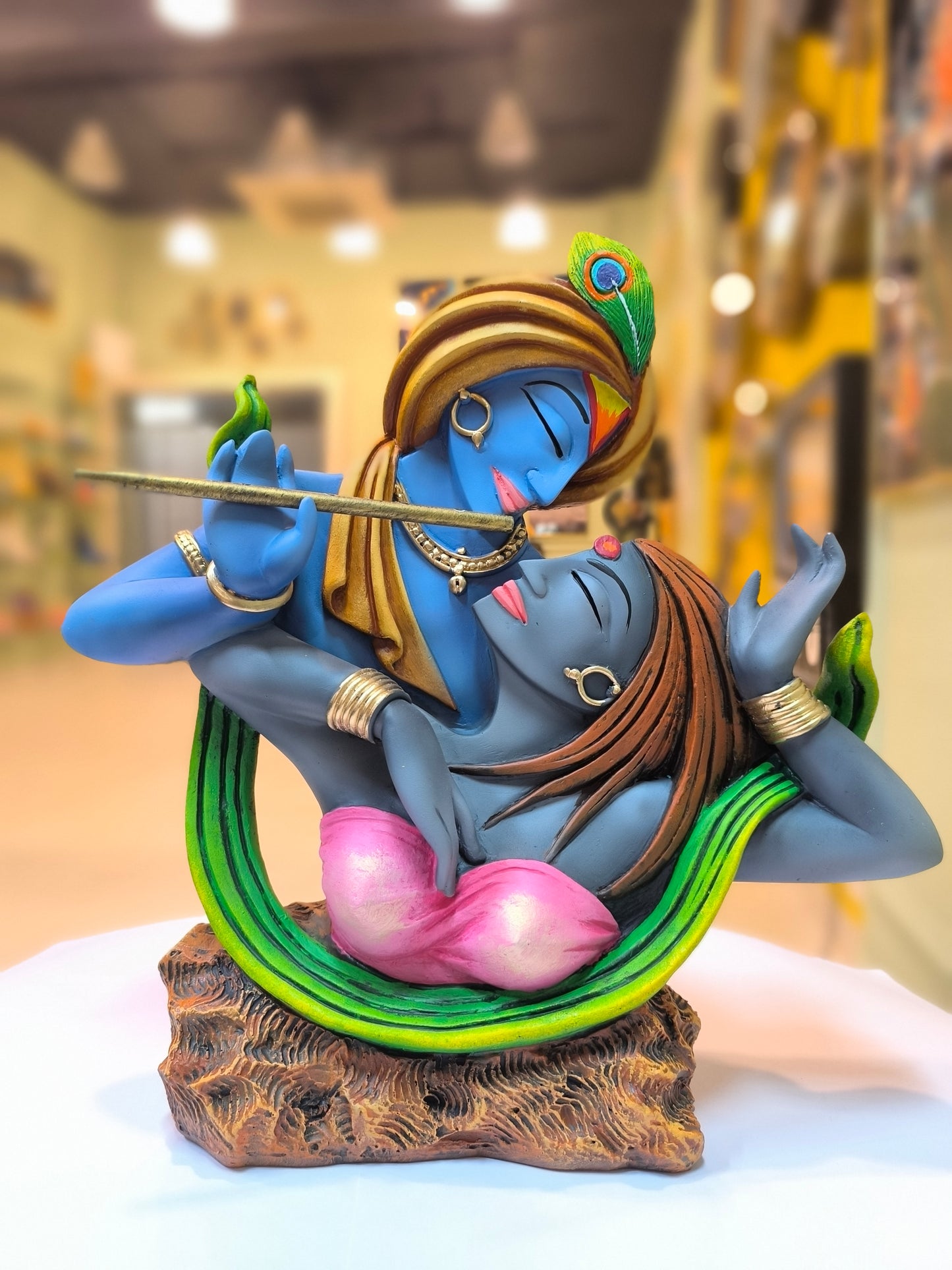 Artistic Krishna Playing Murli to Radha