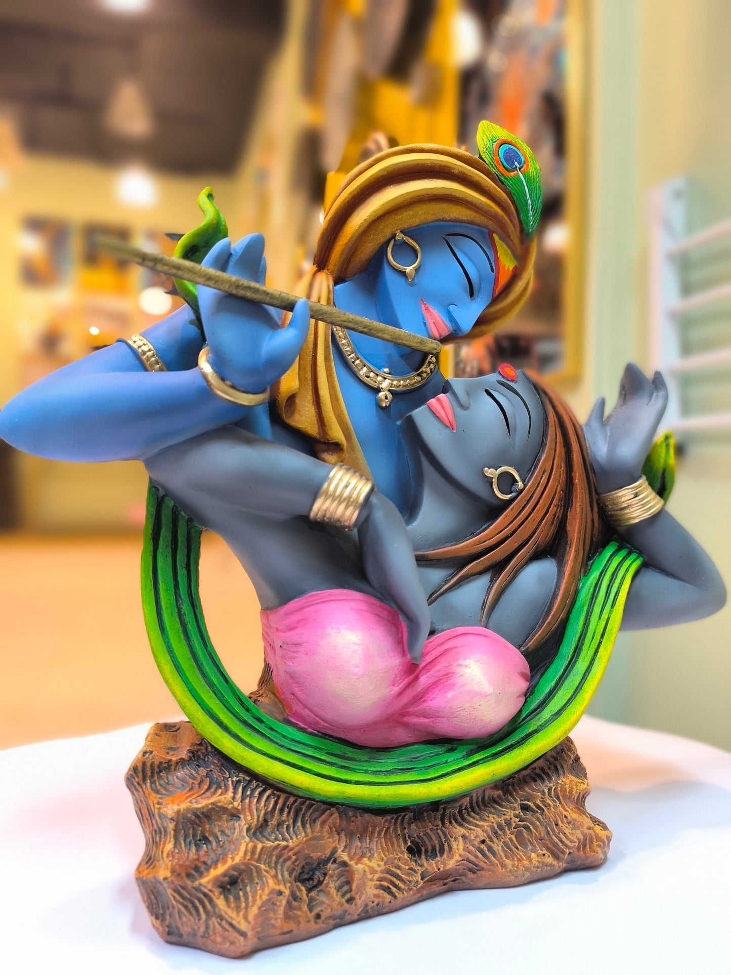Artistic Krishna Playing Murli to Radha