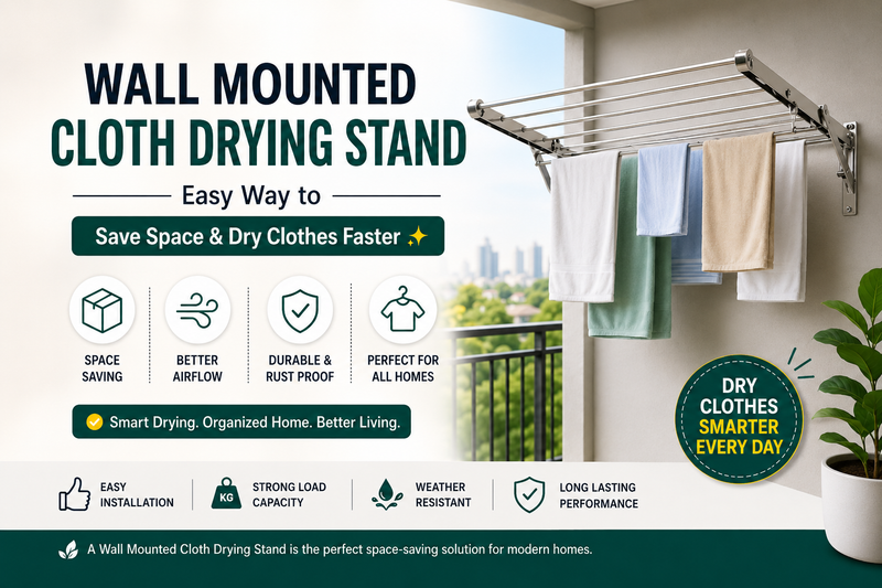 Wall Mounted Cloth Drying Stand: Easy Way to Save Space & Dry Clothes Faster ✨