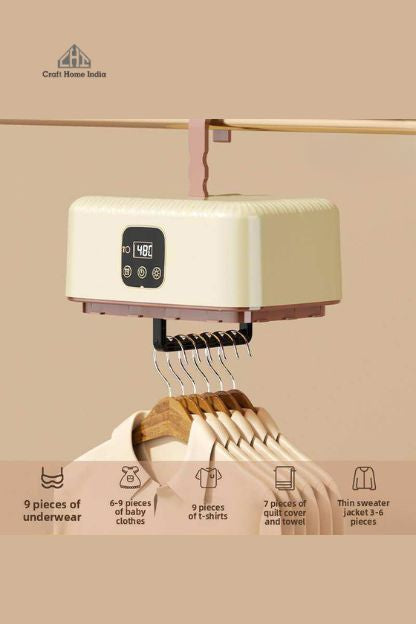 Thermodry Smart Portable Clothes Dryer, Rapid Heating, Foldable Electric Heater with Timer, Energy-Efficient Travel-Friendly Design for Apartments, Travel, Dorms & Small Spaces (600W)