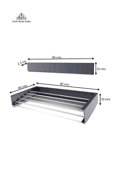 Sky Ventures Foldwell Metal Rust Free Clothes Drying Rack - Wall Mounting | Folding Collapsible Space Saver Cloth Drying Stand for Drying