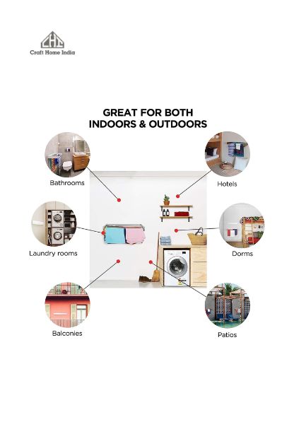 Sky Ventures Foldwell Metal Rust Free Clothes Drying Rack - Wall Mounting | Folding Collapsible Space Saver Cloth Drying Stand for Drying