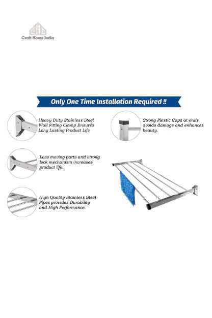 Stainless Steel Wall Mounted Cloth Drying Stand/Cloth Stand for Drying Clothes Foldable/Cloth Drying Stand Wall Mounted/Clothes Stand for Drying