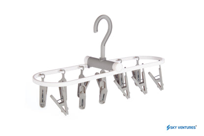 Cloth Drying 12 Clips,360 Degree Portable and Foldable Clips, Baby Clothes Hanger, Clothes Drying Stand,Indoor Clothes Space Saving Hanger, Travel Safe