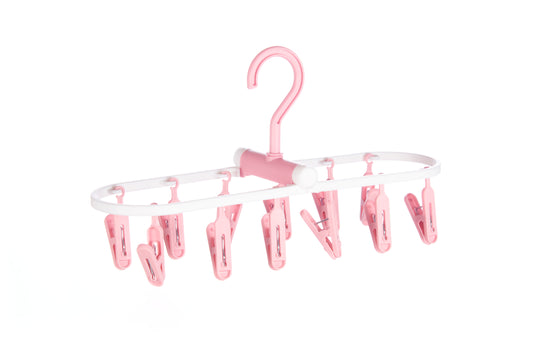 Cloth Drying 12 Clips,360 Degree Portable and Foldable Clips, Baby Clothes Hanger, Clothes Drying Stand,Indoor Clothes Space Saving Hanger, Travel Safe
