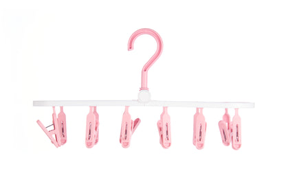 Cloth Drying 12 Clips,360 Degree Portable and Foldable Clips, Baby Clothes Hanger, Clothes Drying Stand,Indoor Clothes Space Saving Hanger, Travel Safe
