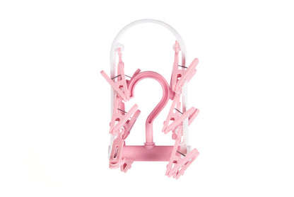 Cloth Drying 12 Clips,360 Degree Portable and Foldable Clips, Baby Clothes Hanger, Clothes Drying Stand,Indoor Clothes Space Saving Hanger, Travel Safe