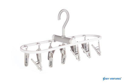 Cloth Drying 12 Clips,360 Degree Portable and Foldable Clips, Baby Clothes Hanger, Clothes Drying Stand,Indoor Clothes Space Saving Hanger, Travel Safe
