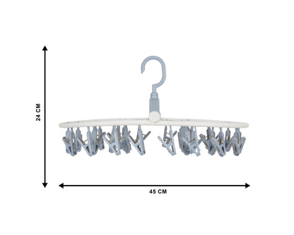 32 Clips Cloth Drying Hanger Oval 360 Degree Portable & Rotatable Foldable for Small Clothes Drying Rack Space Saving Travel Clips, Clothesline Hanging Socks Laundry Drying Hanger Rack