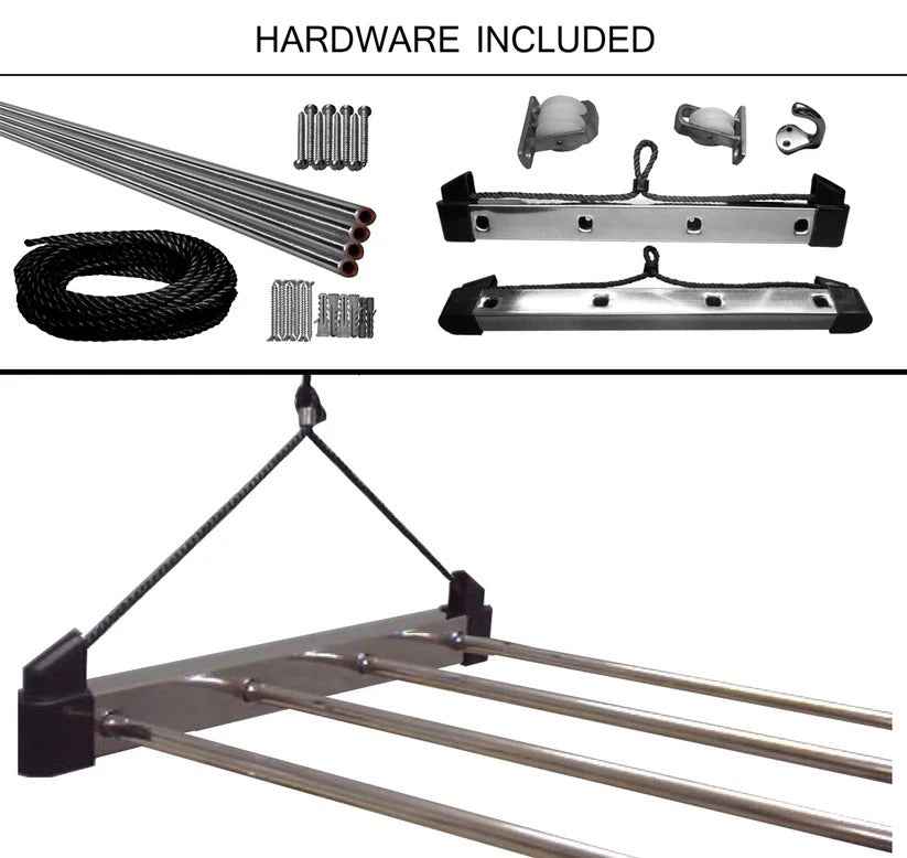 Heavy Duty Stainless Steel Economy Model with UV Protected Nylon Rope Ceiling Cloth Dryer | Cloth Drying Stand for Balcony | Clothes Stand for