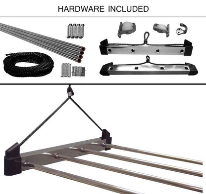 Heavy Duty Stainless Steel Economy Model with UV Protected Nylon Rope Ceiling Cloth Dryer | Cloth Drying Stand for Balcony | Clothes Stand for