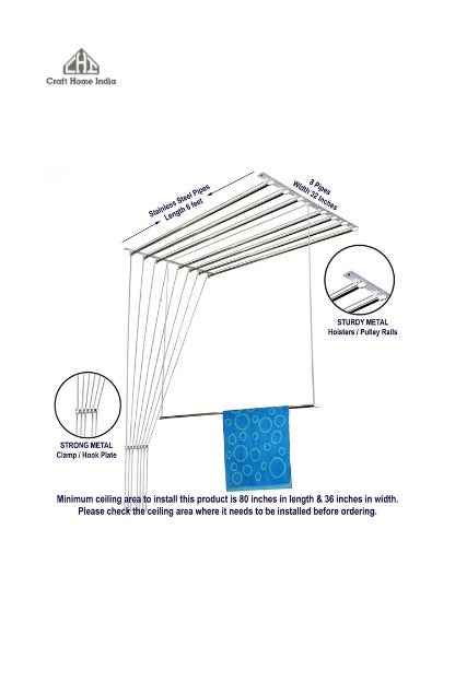 Luxury Stainless Steel Heavy Duty UV Protected Nylon Ropes Individual dropdown Ceiling Cloth Dryer/Cloth Hanger/Clothes Drying Stand for Balcony