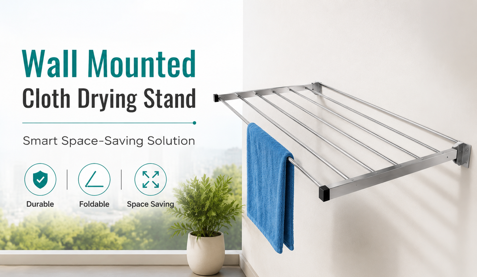 Wall mounted cloth drying stand for space-saving laundry