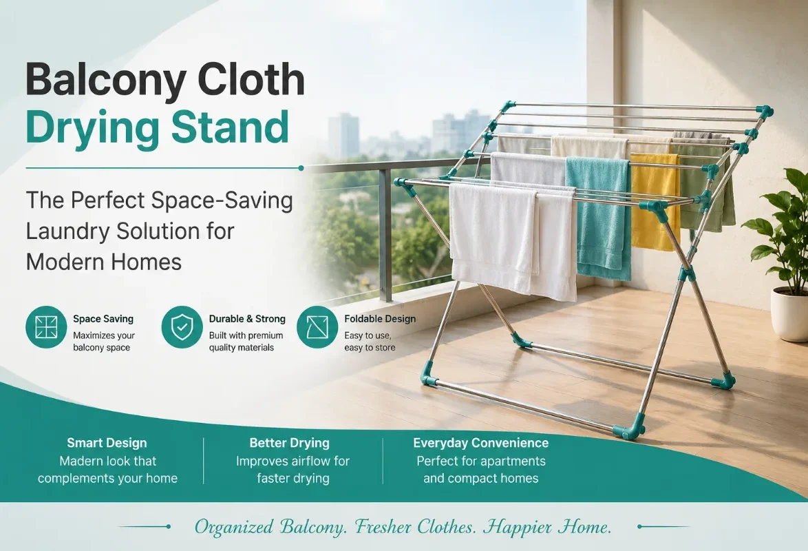 Balcony cloth drying stand for space-saving clothes drying