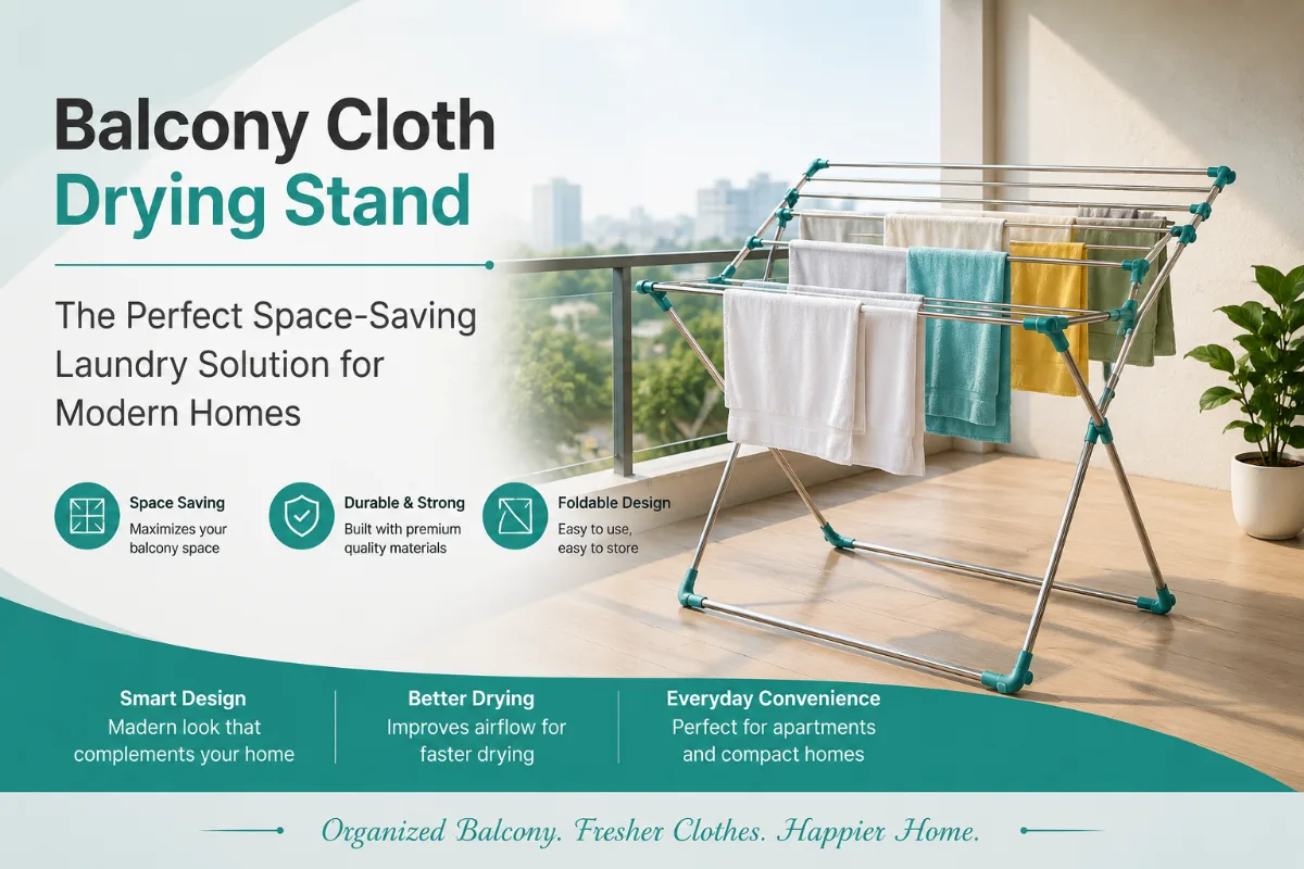 Balcony cloth drying stand for space-saving clothes drying
