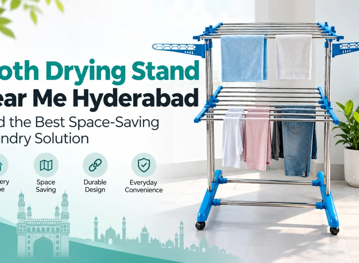 Cloth drying stand near me Hyderabad for space-saving laundry