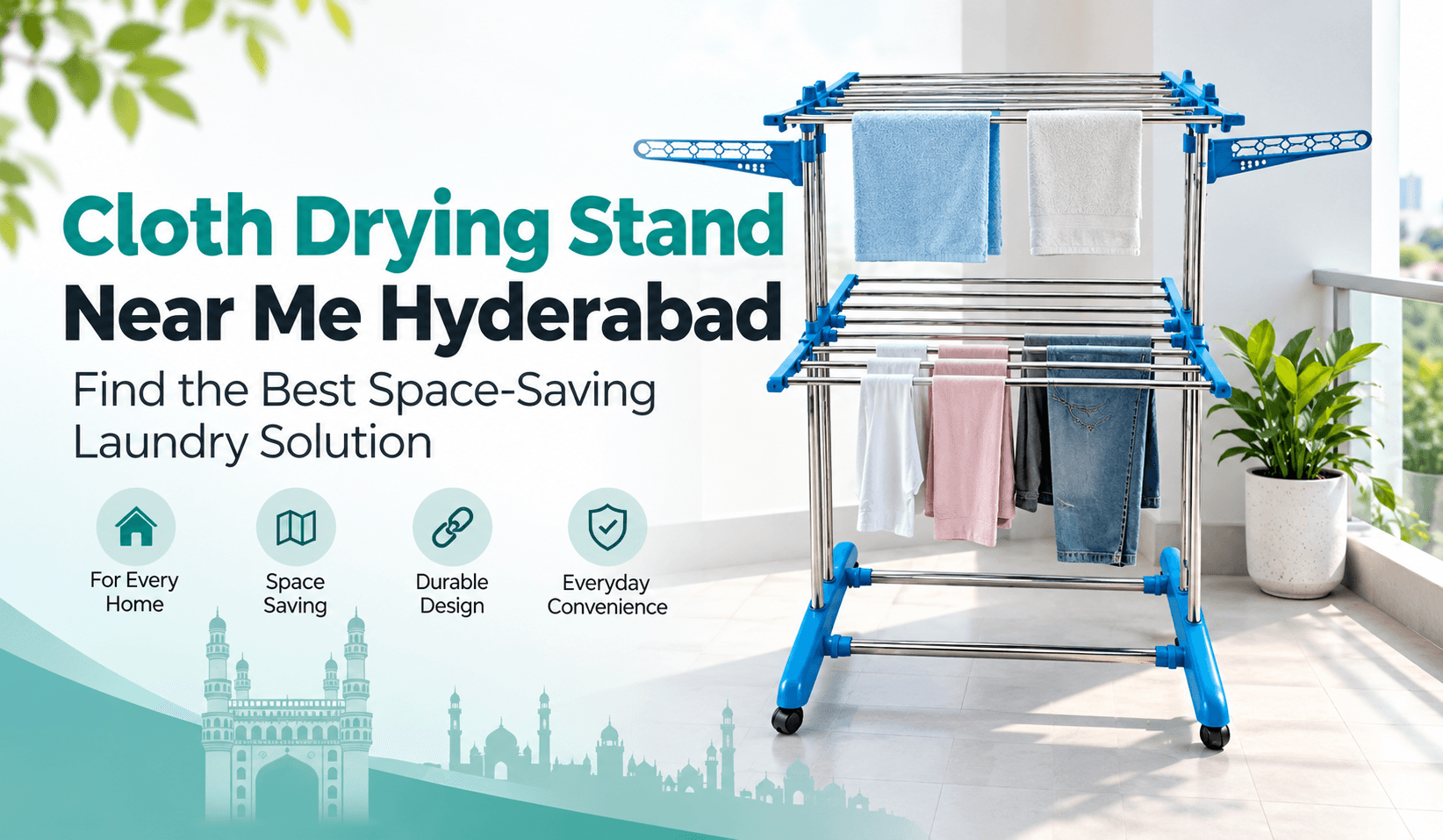 Cloth drying stand near me Hyderabad for space-saving laundry