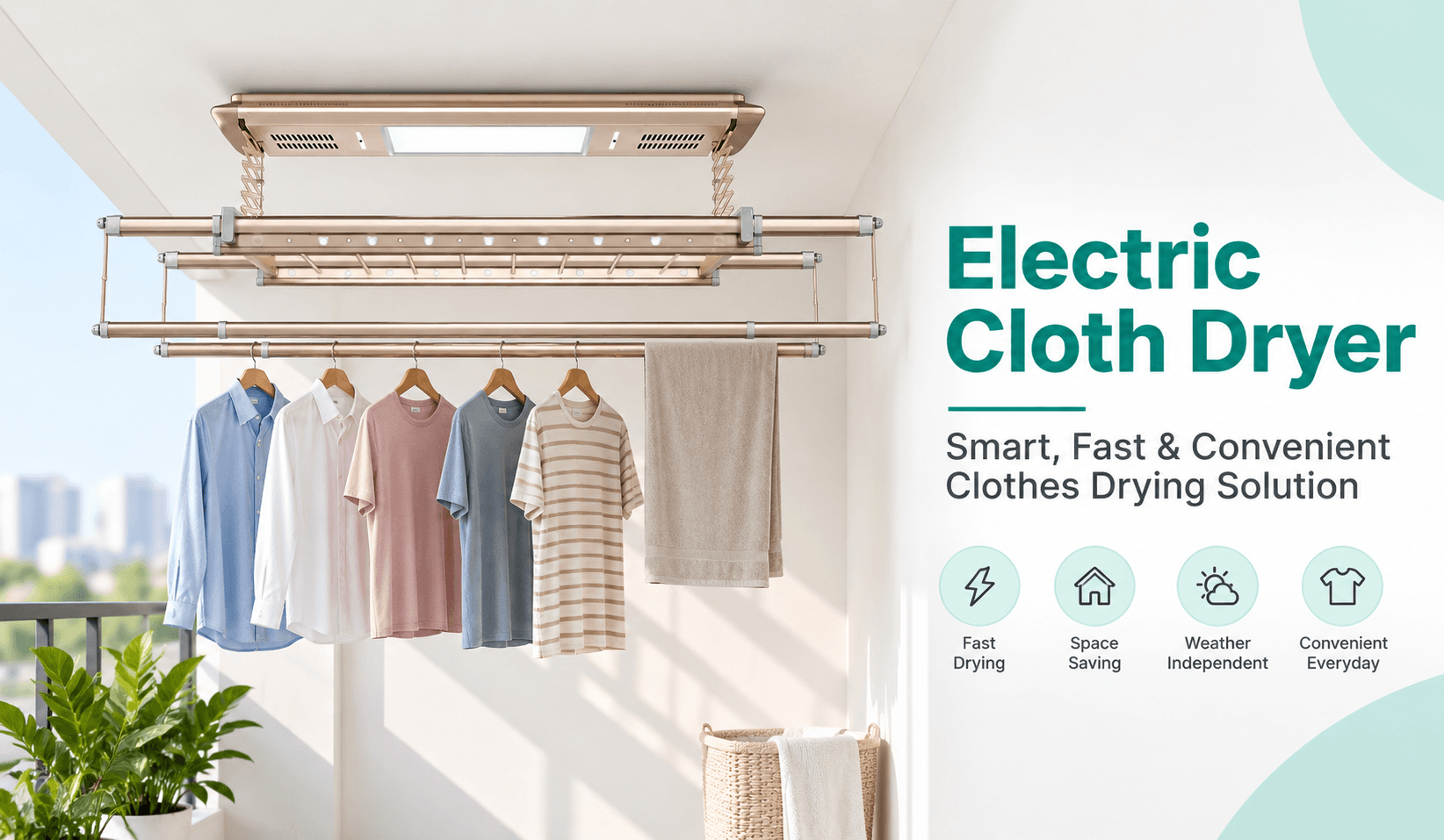 Electric cloth dryer for fast and convenient clothes drying