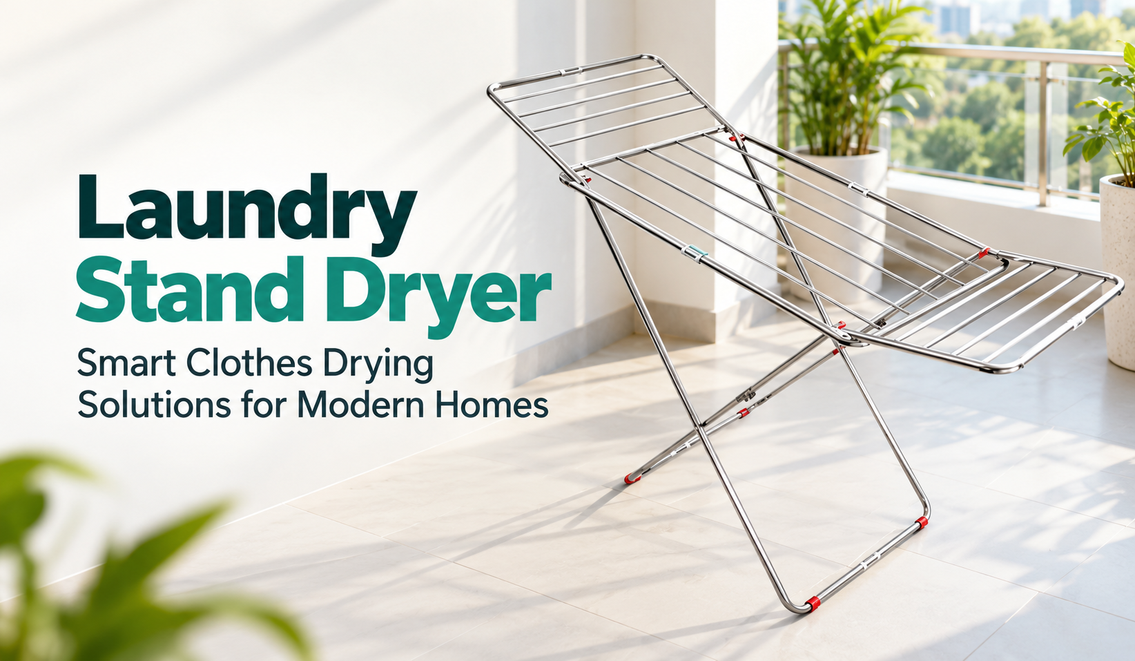 Stainless steel laundry stand dryer for space-saving clothes drying in modern homes