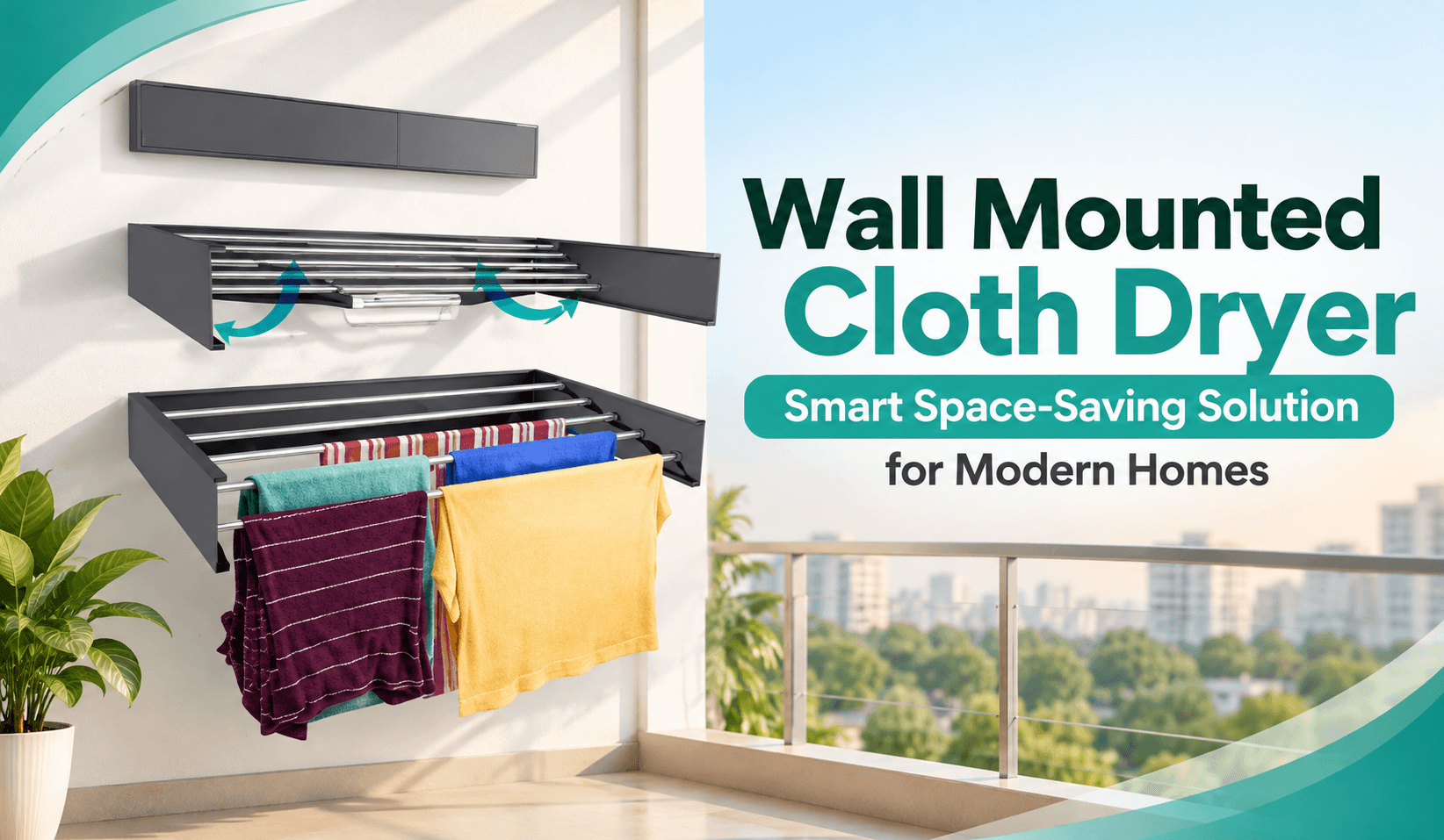 Wall mounted cloth dryer for space-saving laundry in modern homes