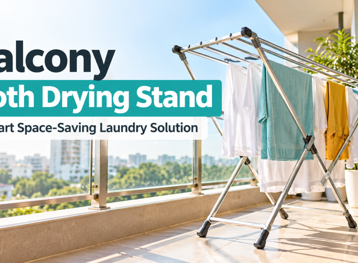 Balcony cloth drying stand for space-saving laundry solutions