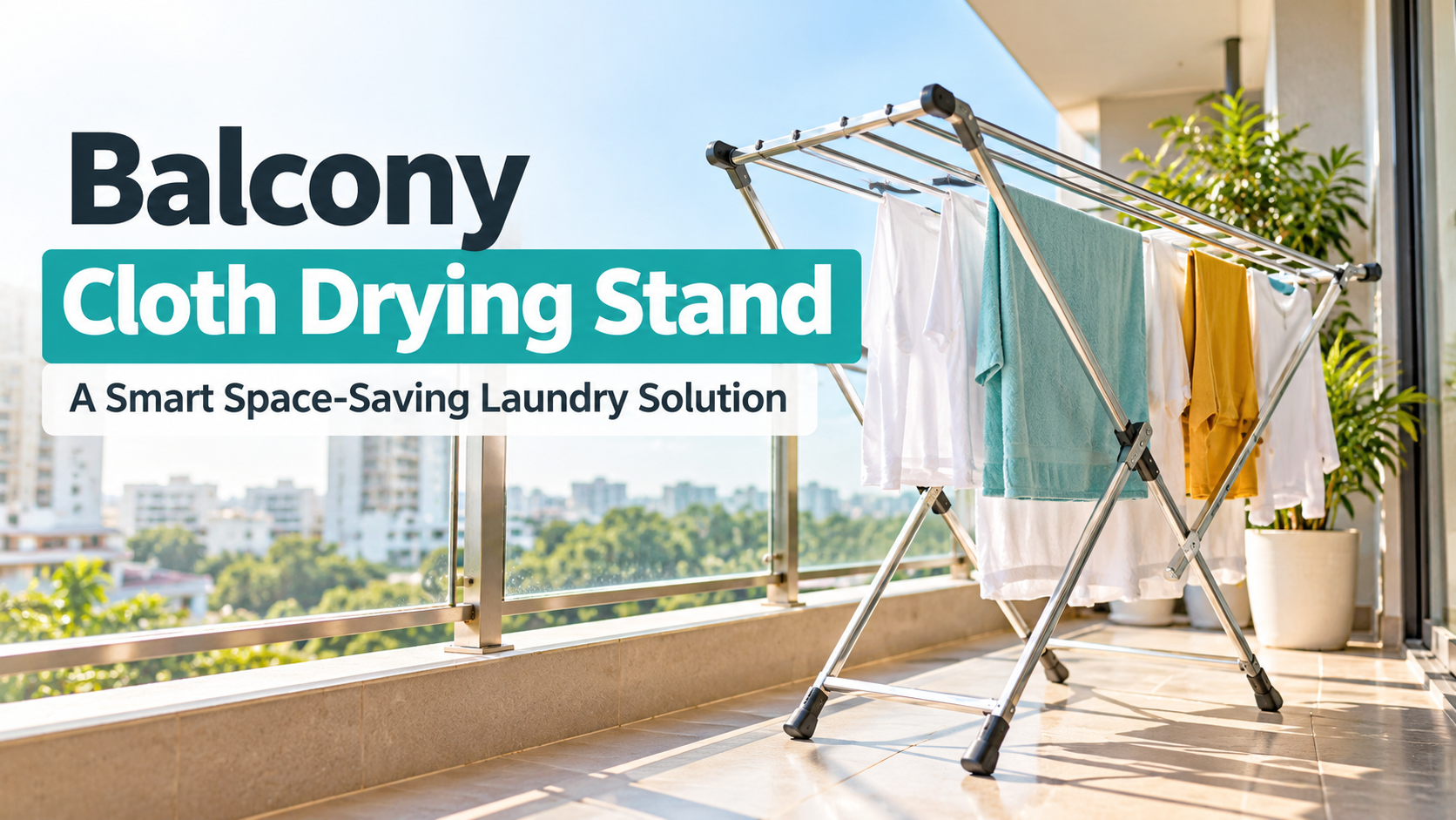 Balcony cloth drying stand for space-saving laundry solutions